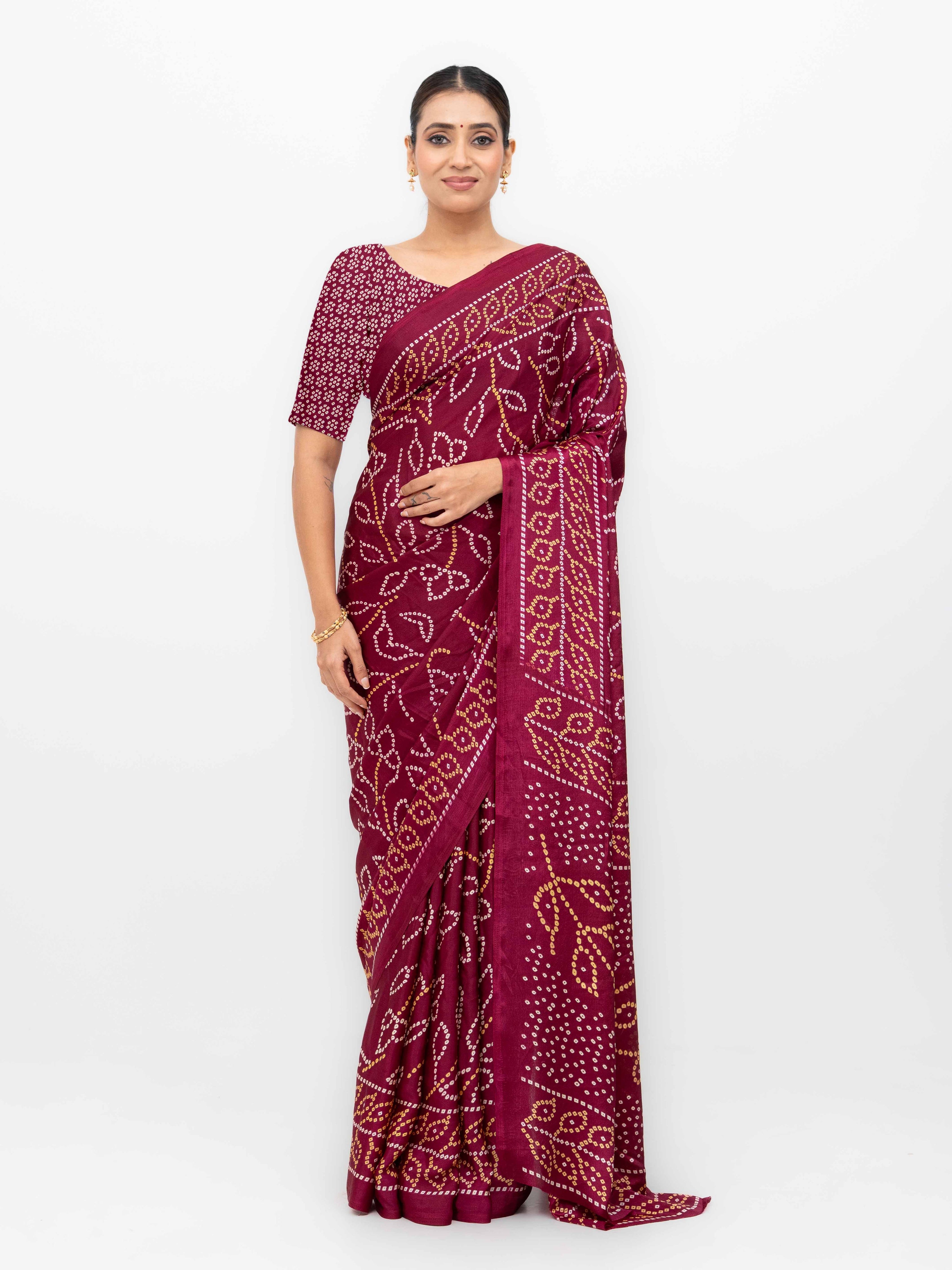 Maroon Art Silk Saree