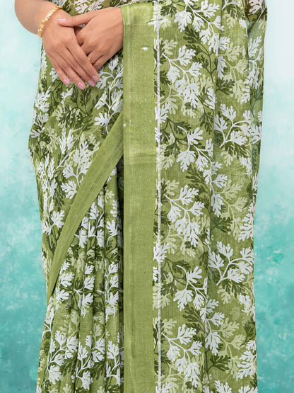 Olive Green Weightless Saree