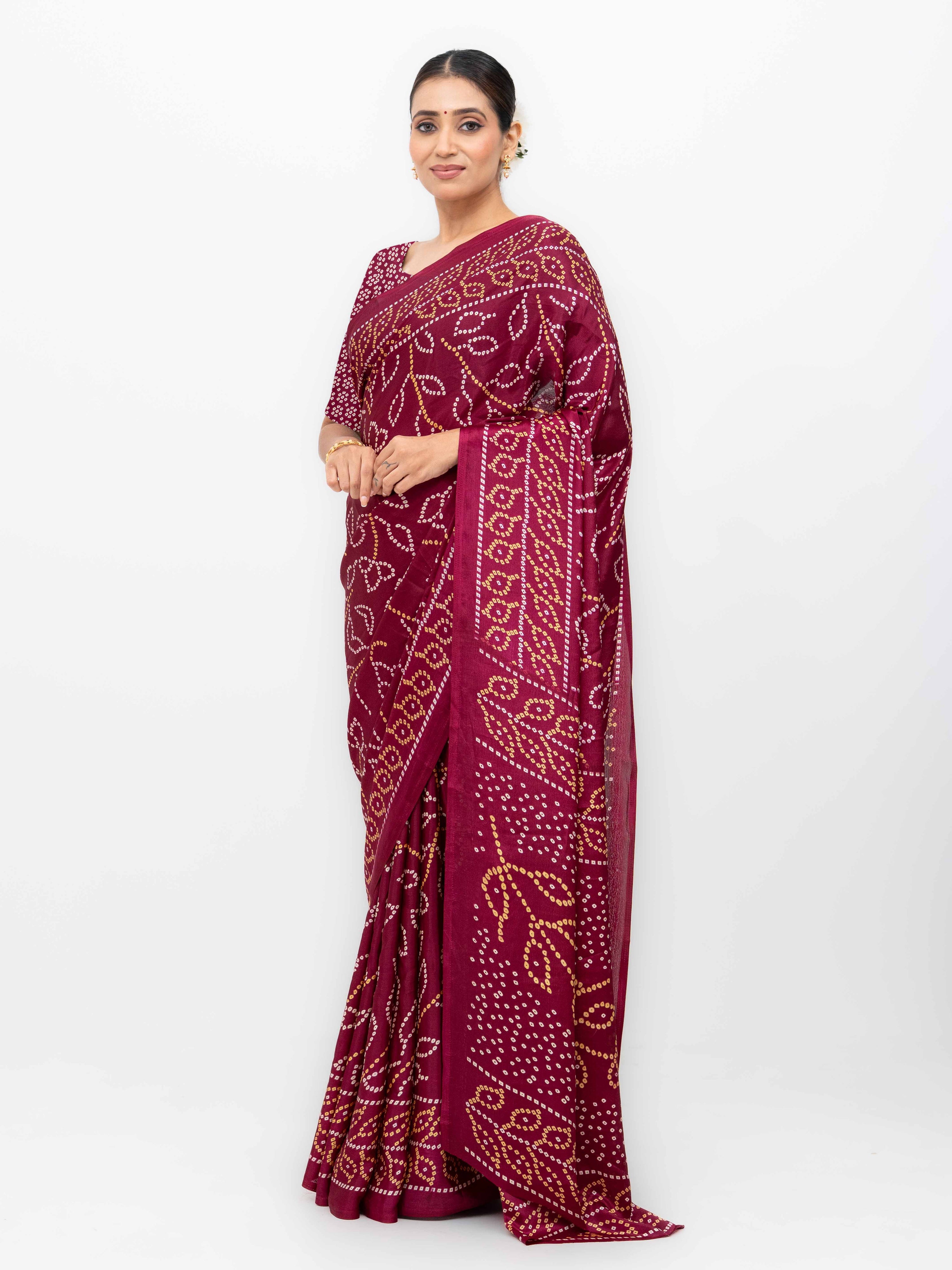 Maroon Art Silk Saree