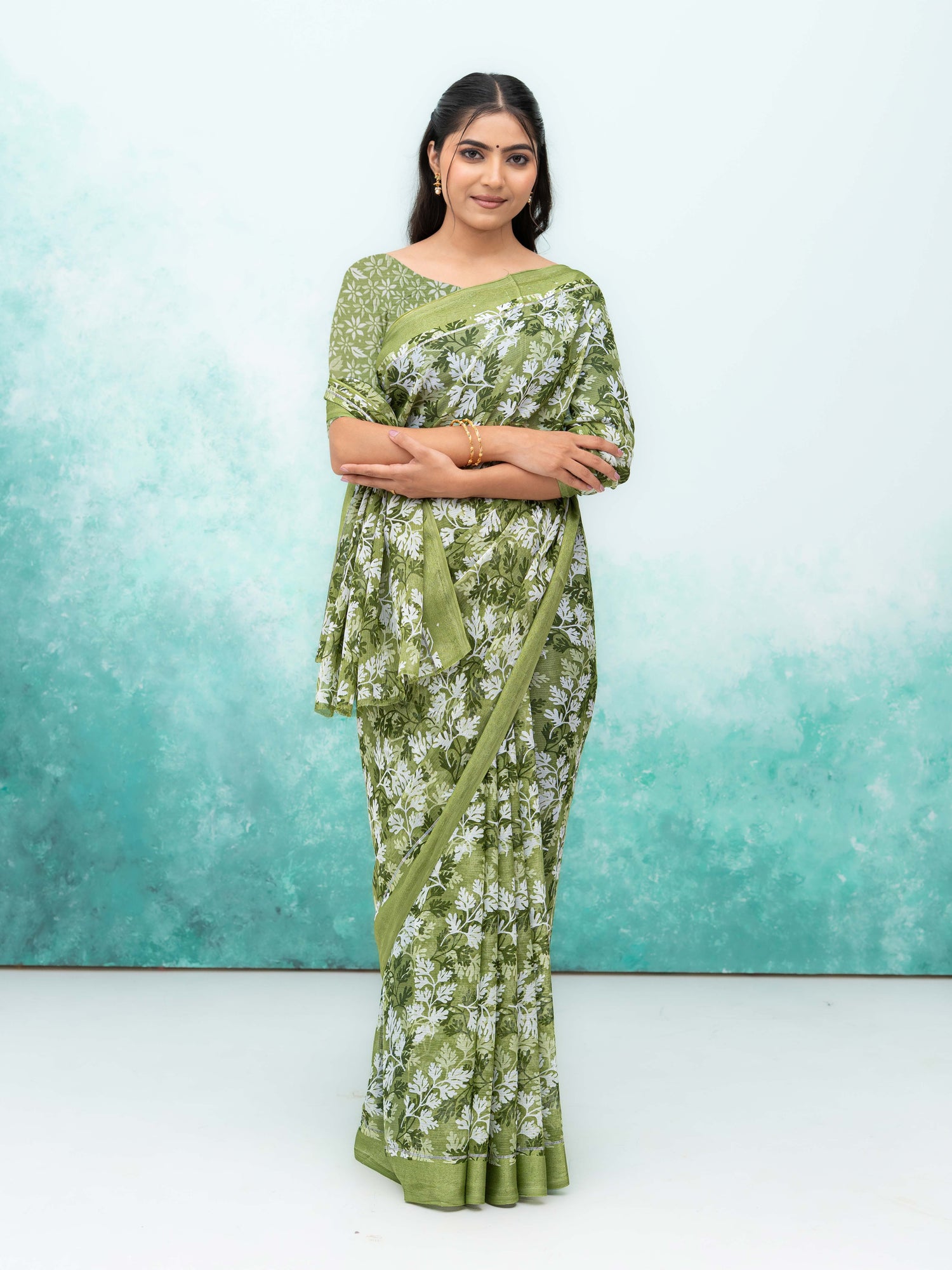 Olive Green Weightless Saree