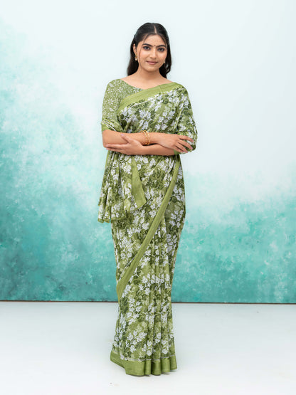 Olive Green Weightless Saree