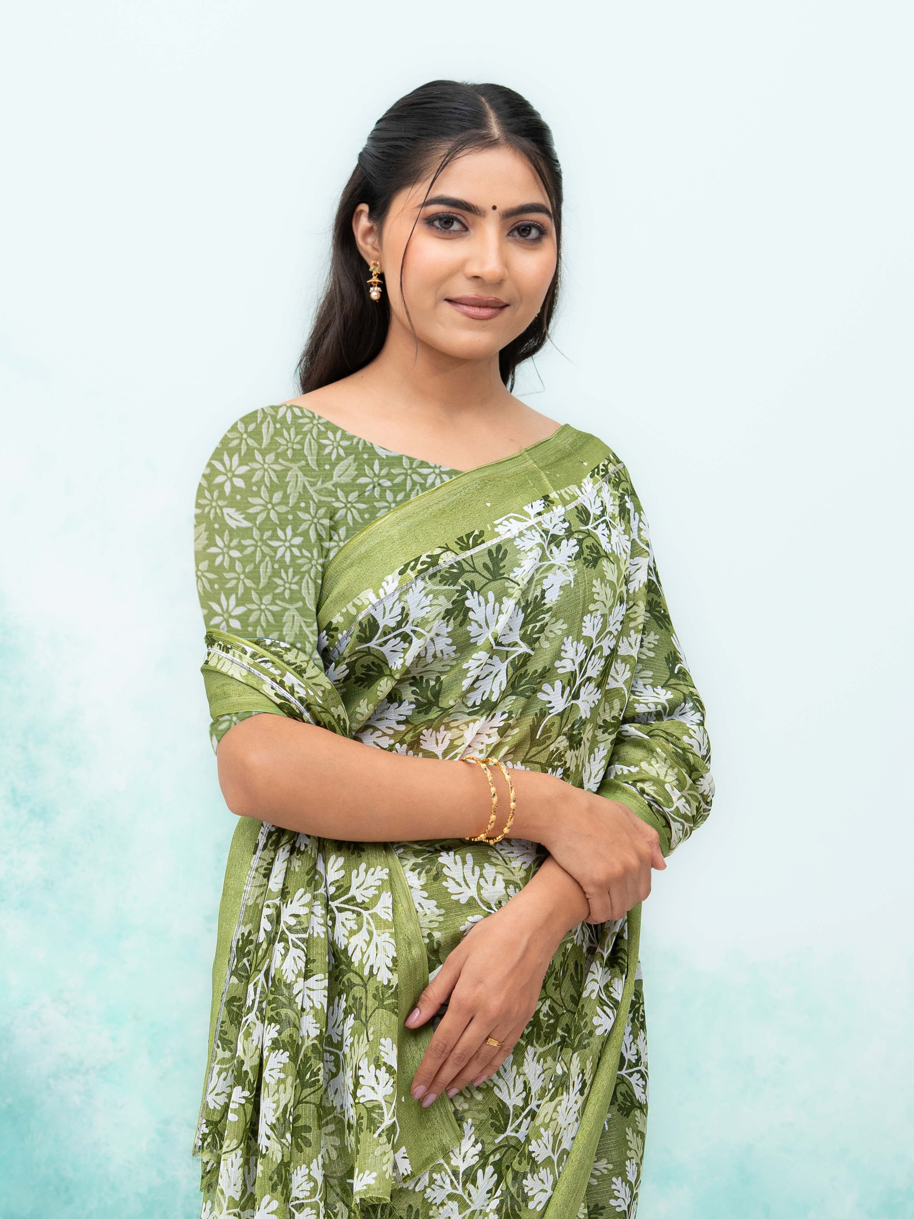 Olive Green Weightless Saree