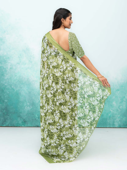 Olive Green Weightless Saree