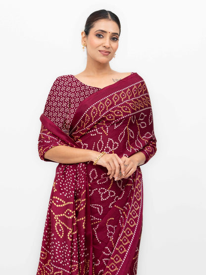 Maroon Art Silk Saree