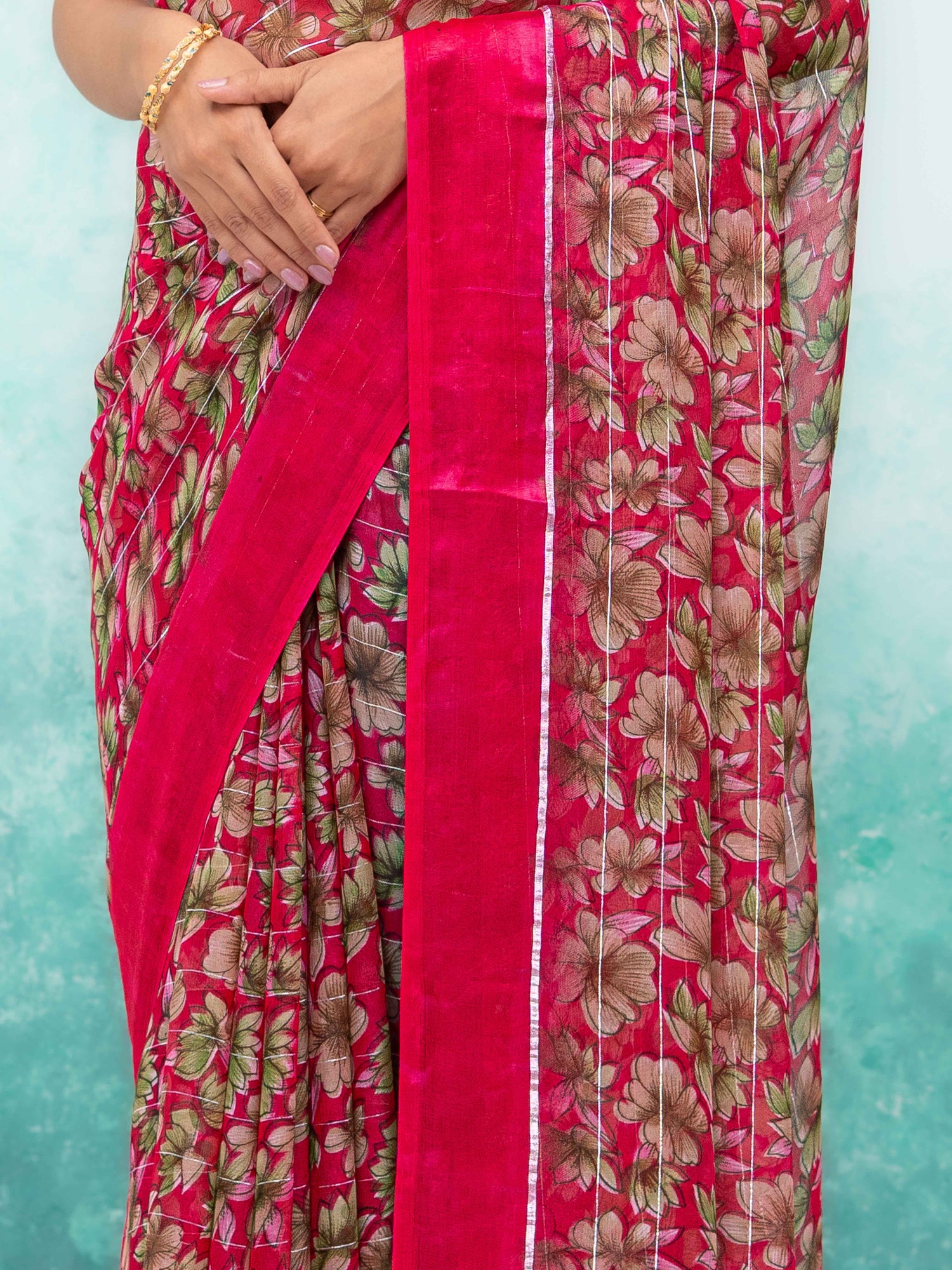 Rani Pink Poly Viscose Saree