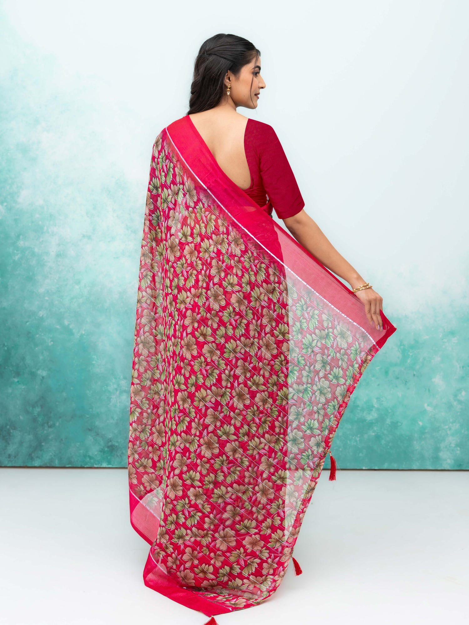 Rani Pink Poly Viscose Saree