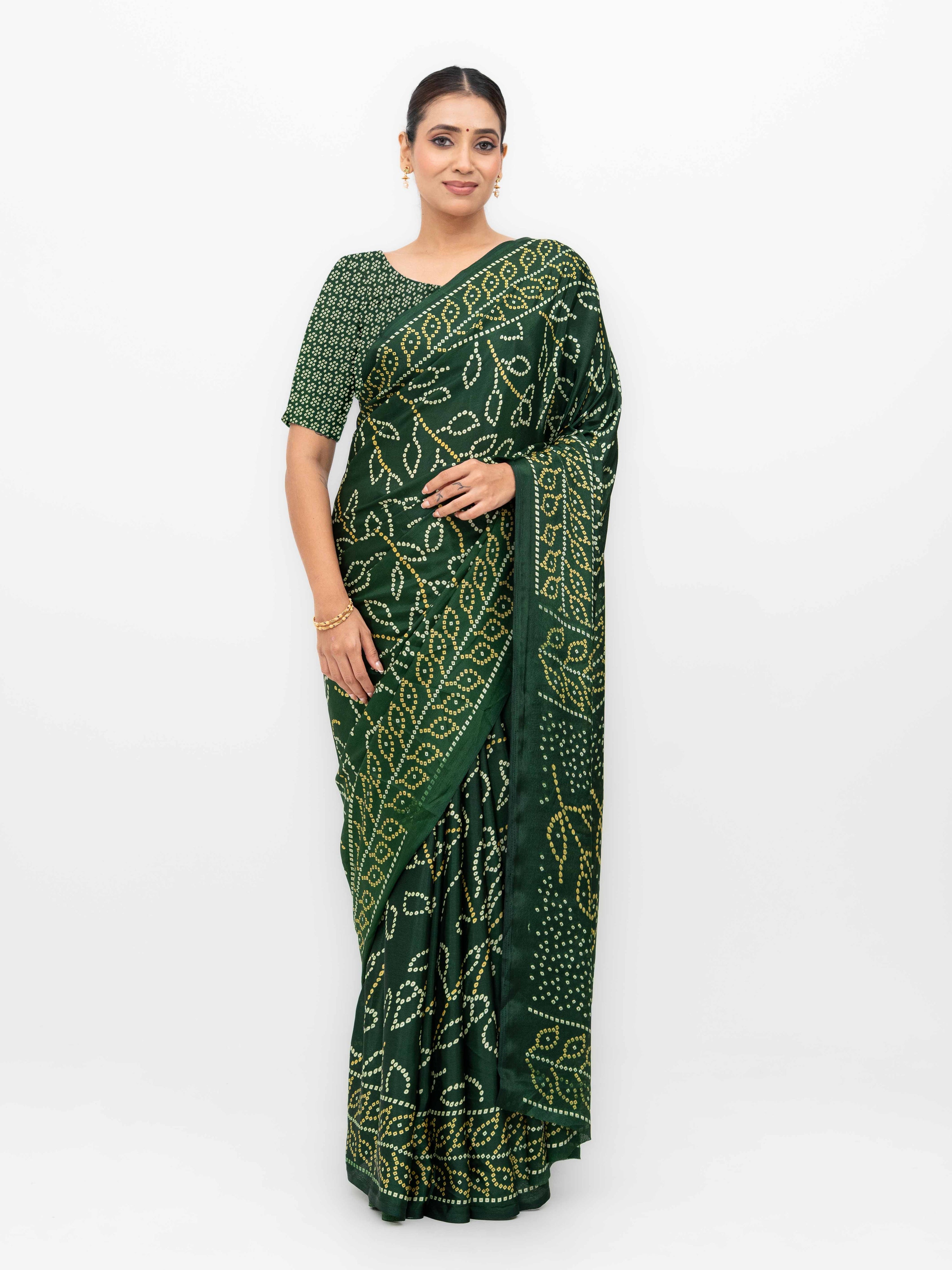 Dark Green Art Silk Saree