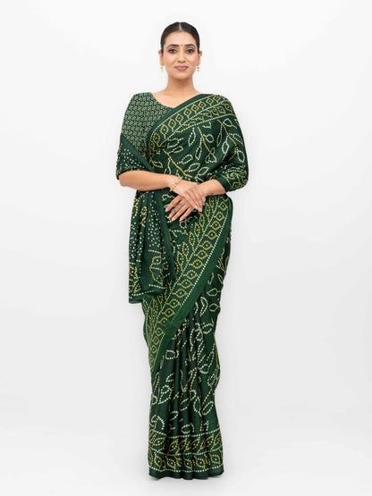 Dark Green Art Silk Saree