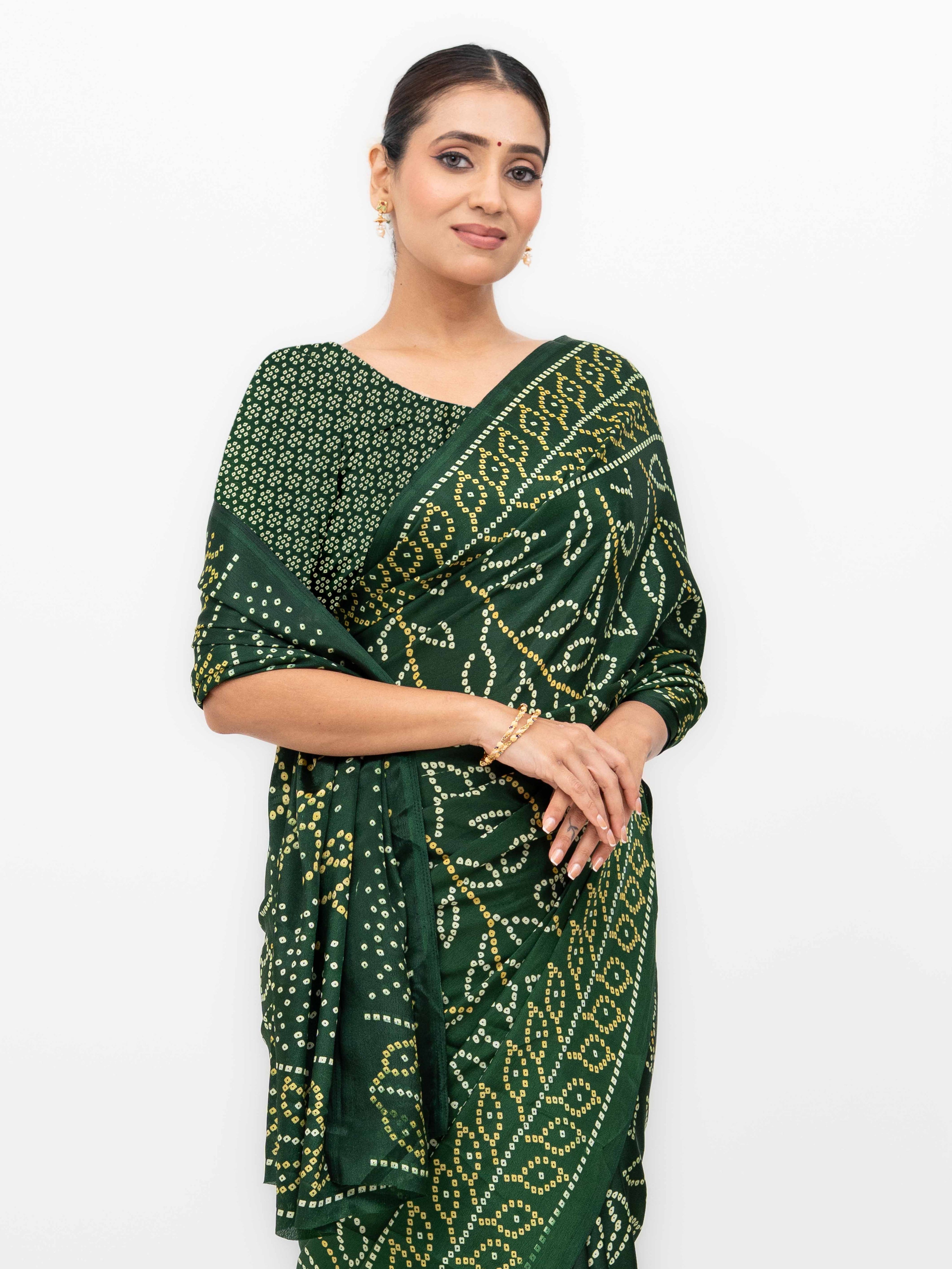 Dark Green Art Silk Saree
