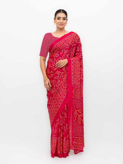 Rani Pink Art Silk Saree