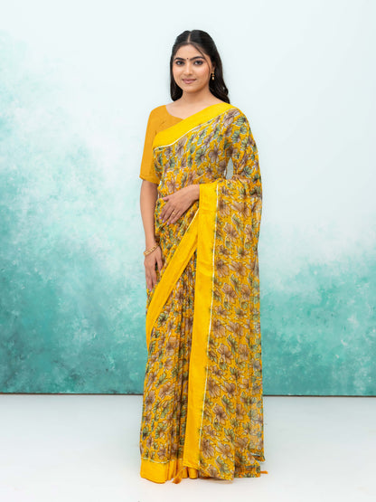 Yellow Poly Viscose Saree