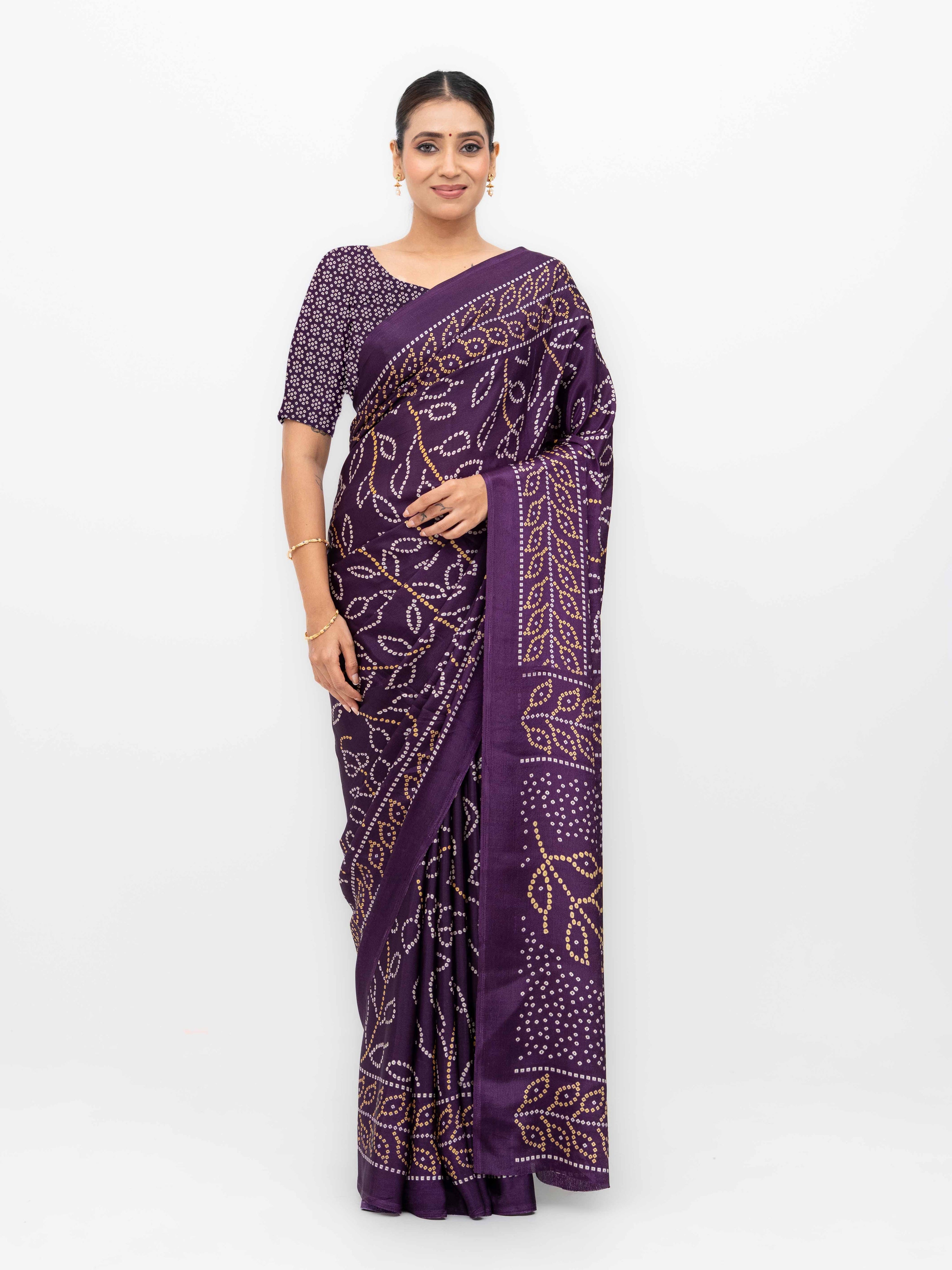 Dark Purple Art Silk Saree