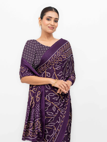 Dark Purple Art Silk Saree