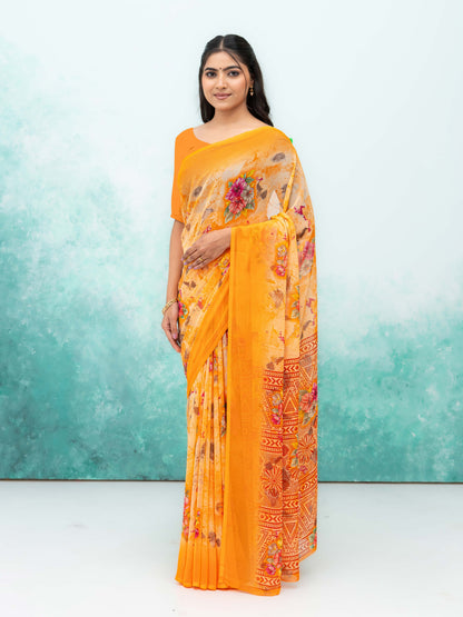 Light Orange Chiffon Saree