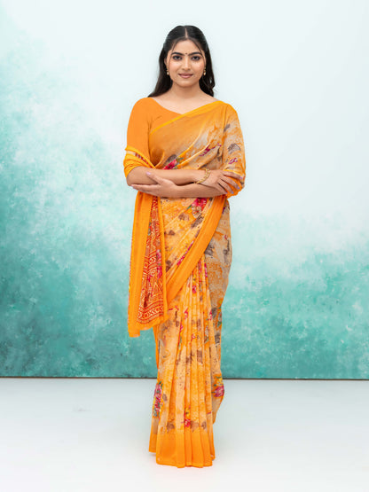 Light Orange Chiffon Saree