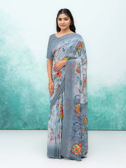Gray Chiffon Saree