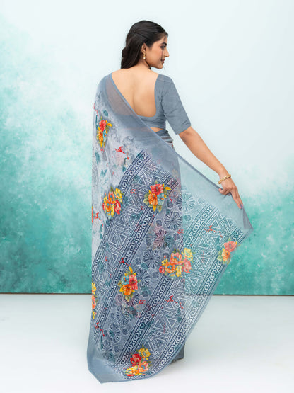 Gray Chiffon Saree