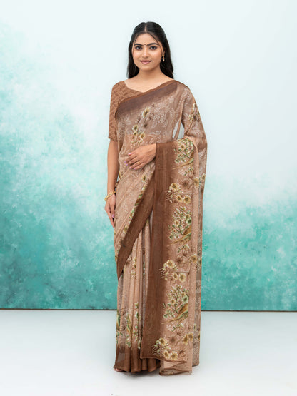 Brown Georgette Saree
