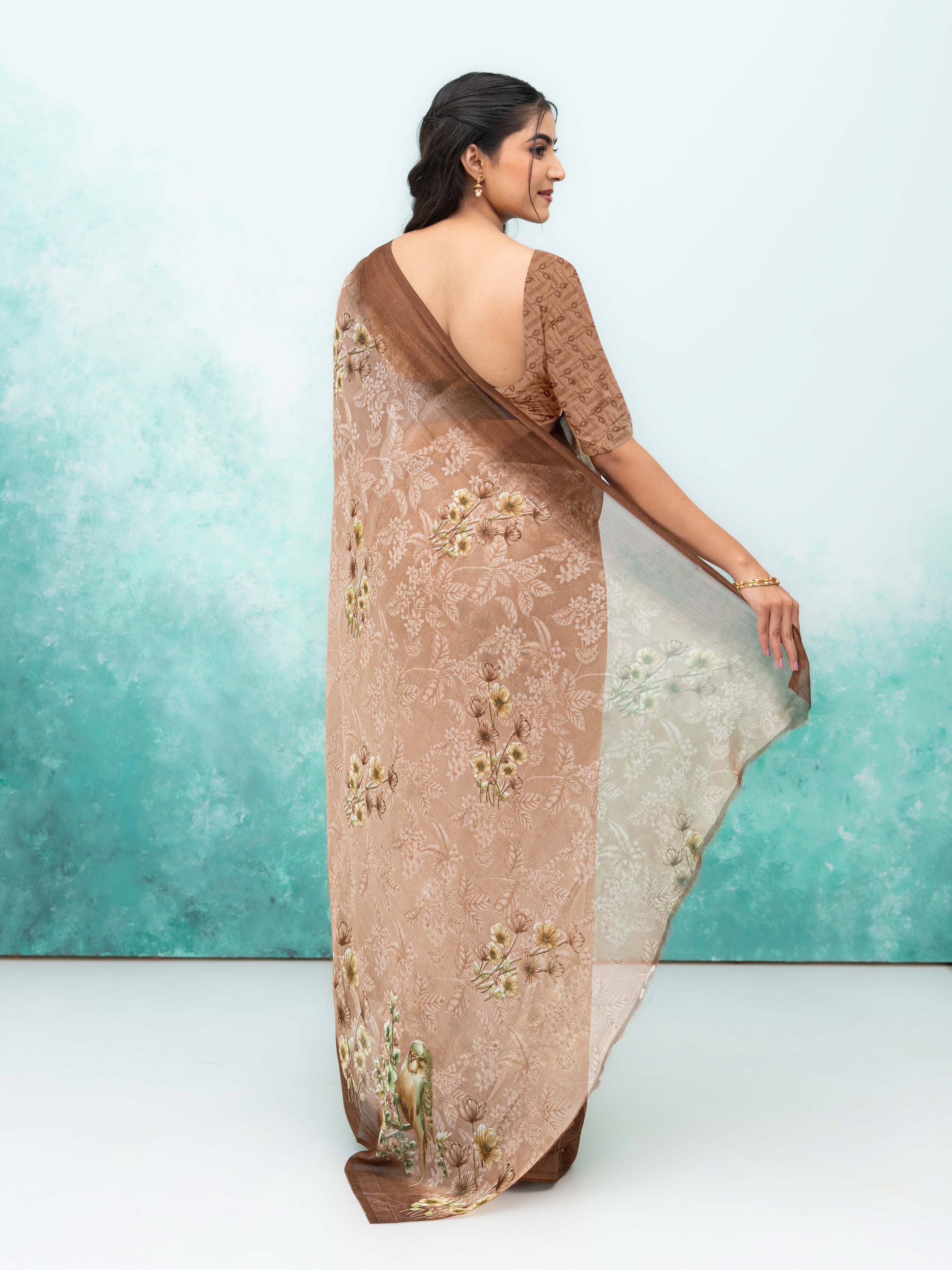 Brown Georgette Saree
