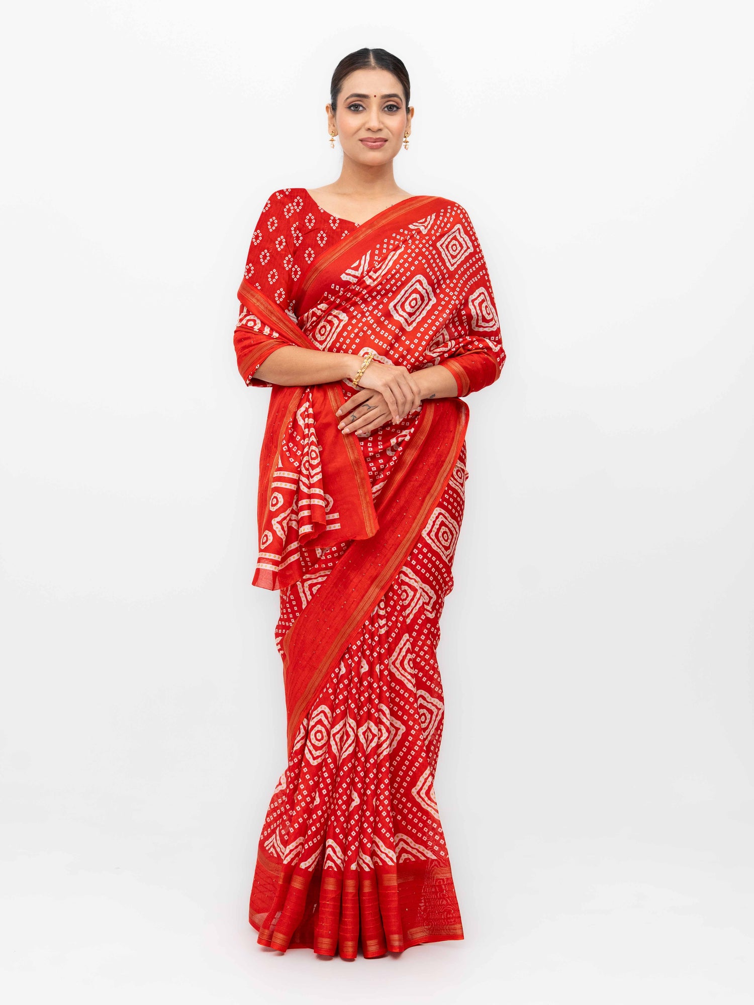 Red Viscose Bandhani Saree