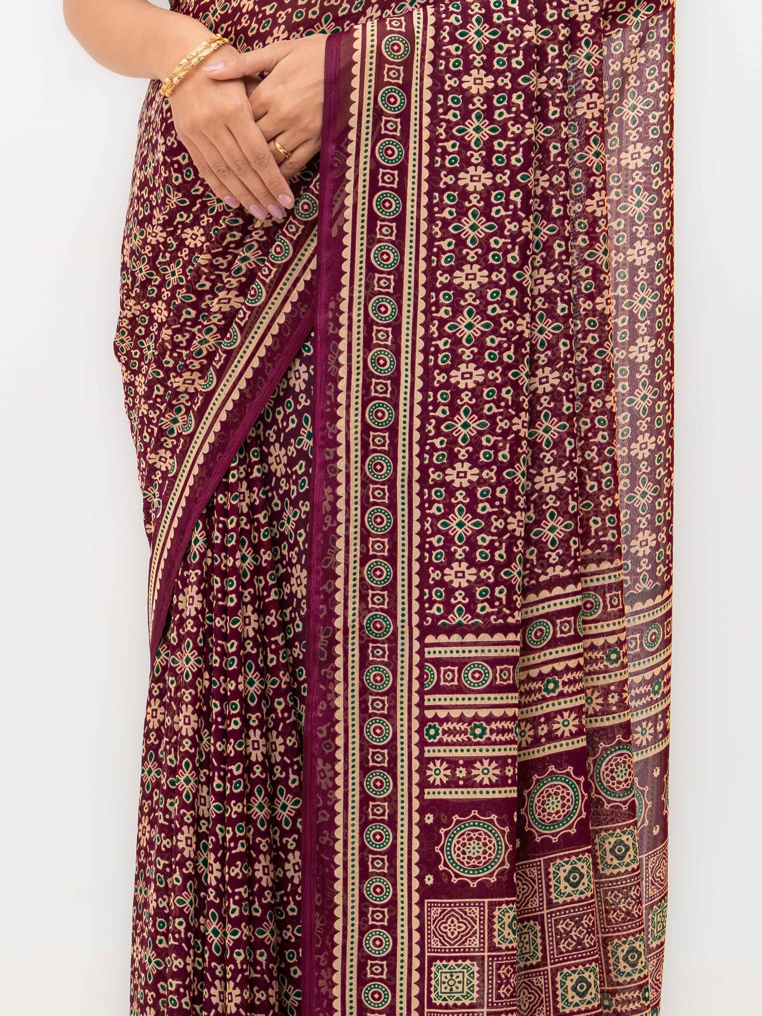 Wine Maroon Georgette Saree