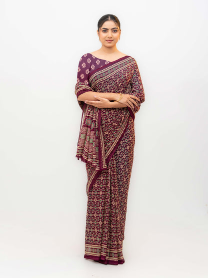Wine Maroon Georgette Saree