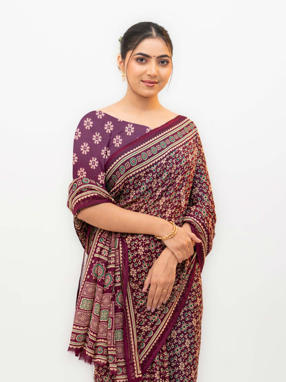 Wine Maroon Georgette Saree