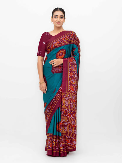 Teal Art Silk Saree