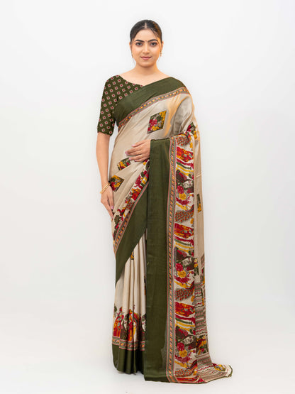 Olive Green Turkey Silk Saree
