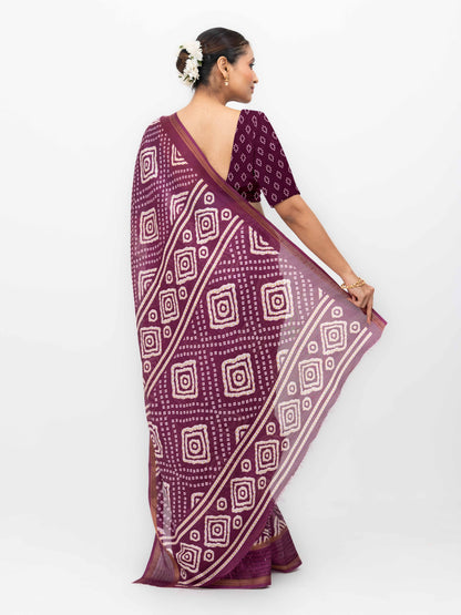 Dark Purple Viscose Bandhani Saree