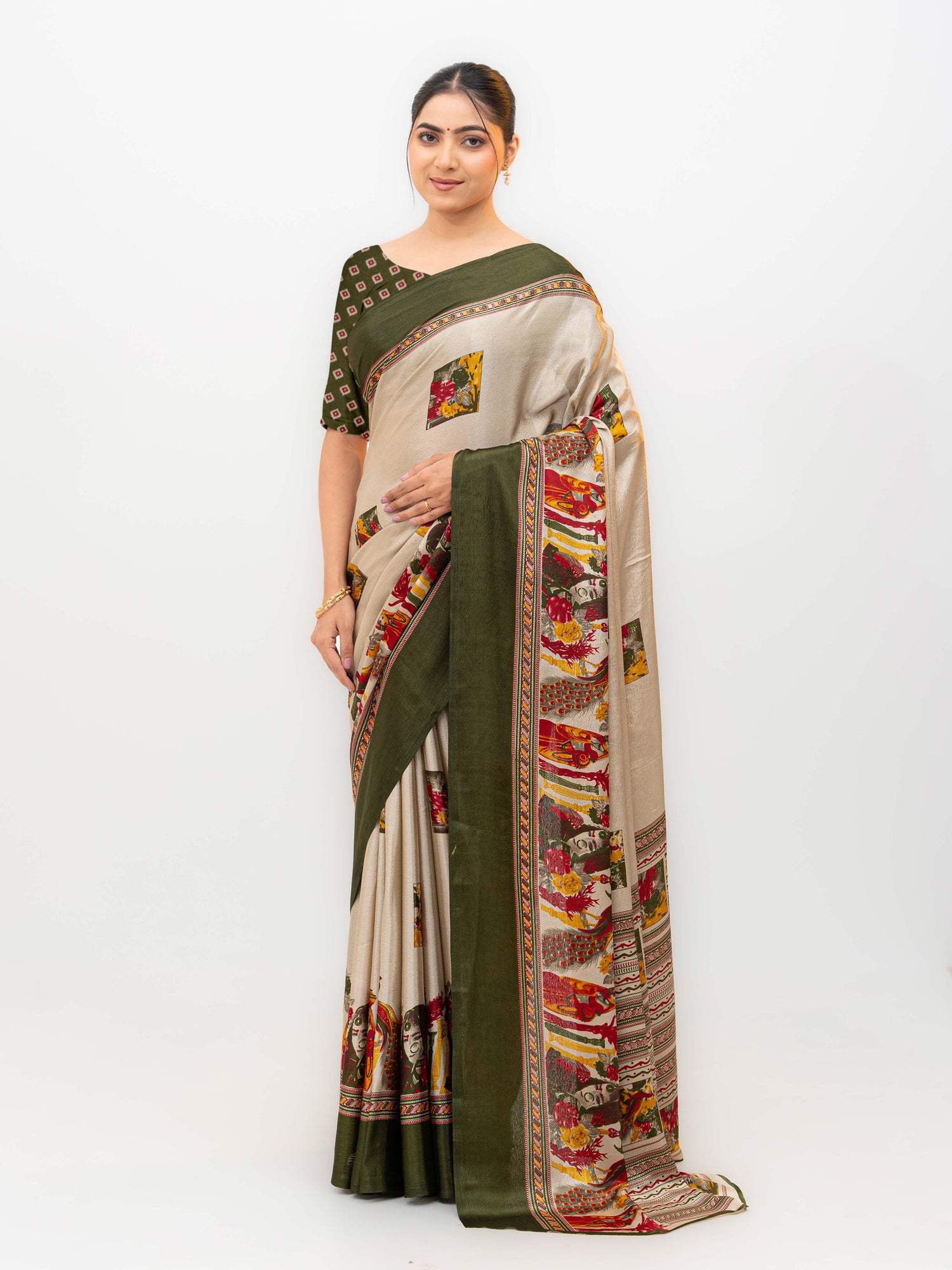 Olive Green Turkey Silk Saree