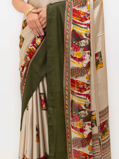 Olive Green Turkey Silk Saree