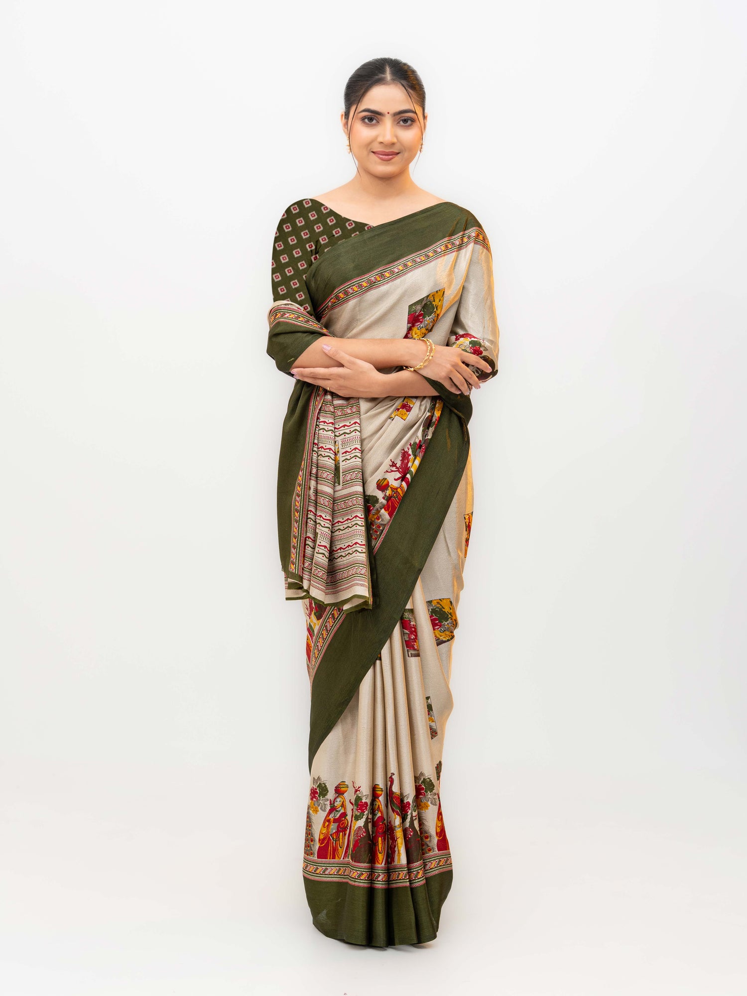 Olive Green Turkey Silk Saree
