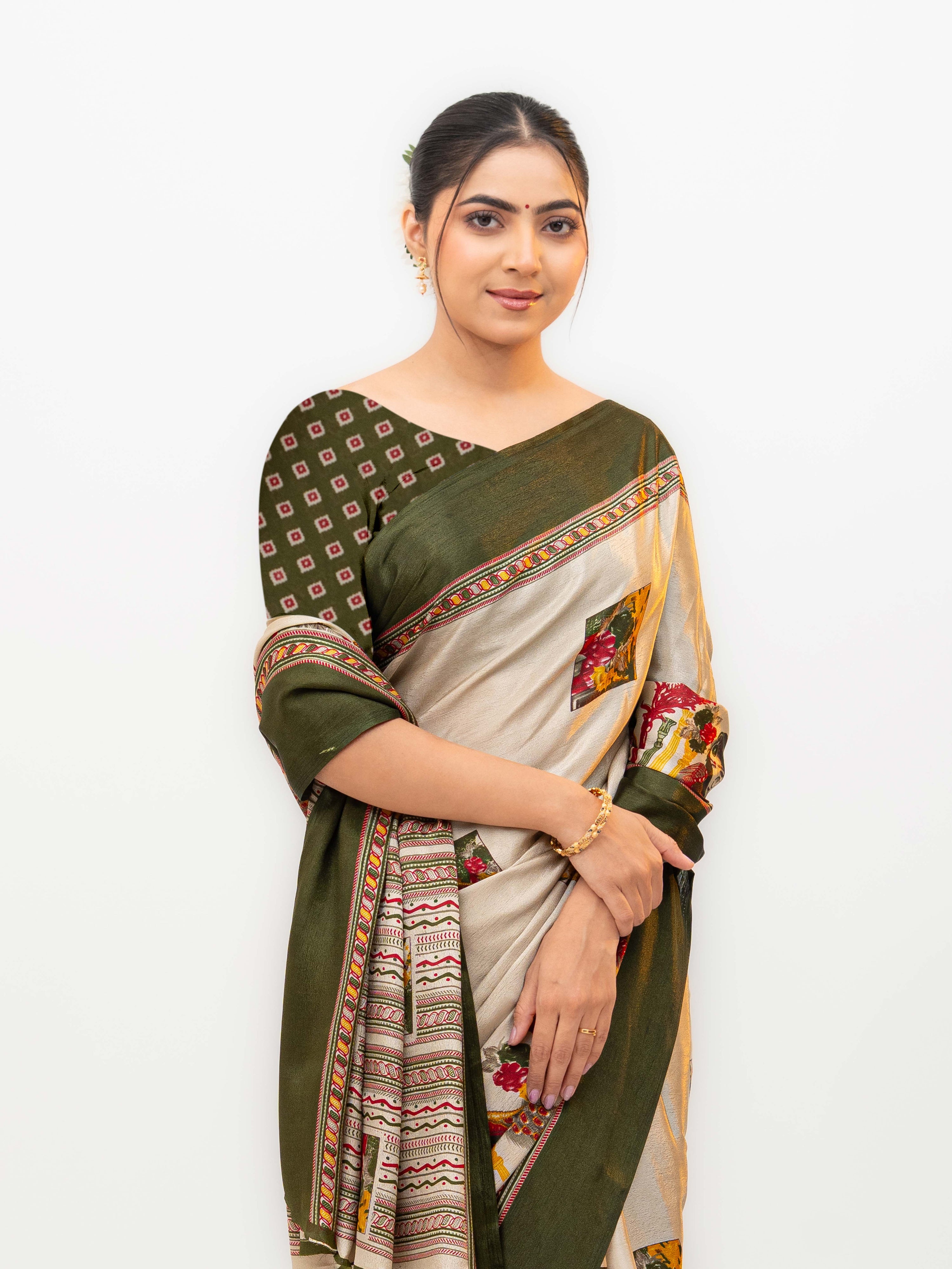 Olive Green Turkey Silk Saree