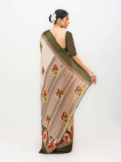 Olive Green Turkey Silk Saree