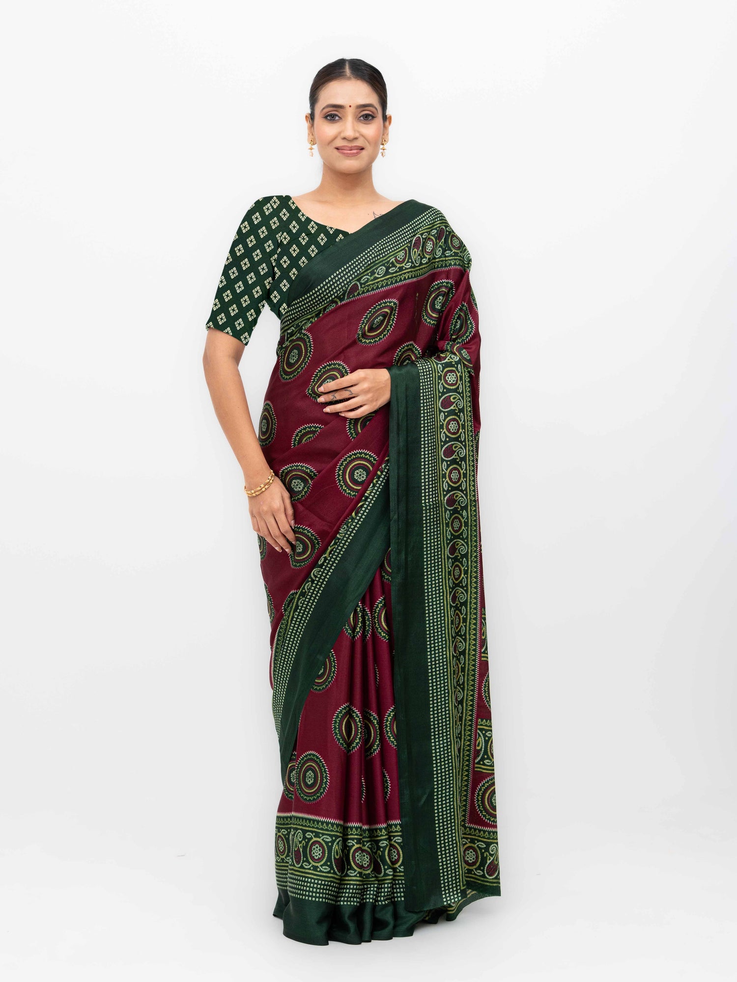 Burgundy Art Silk Saree
