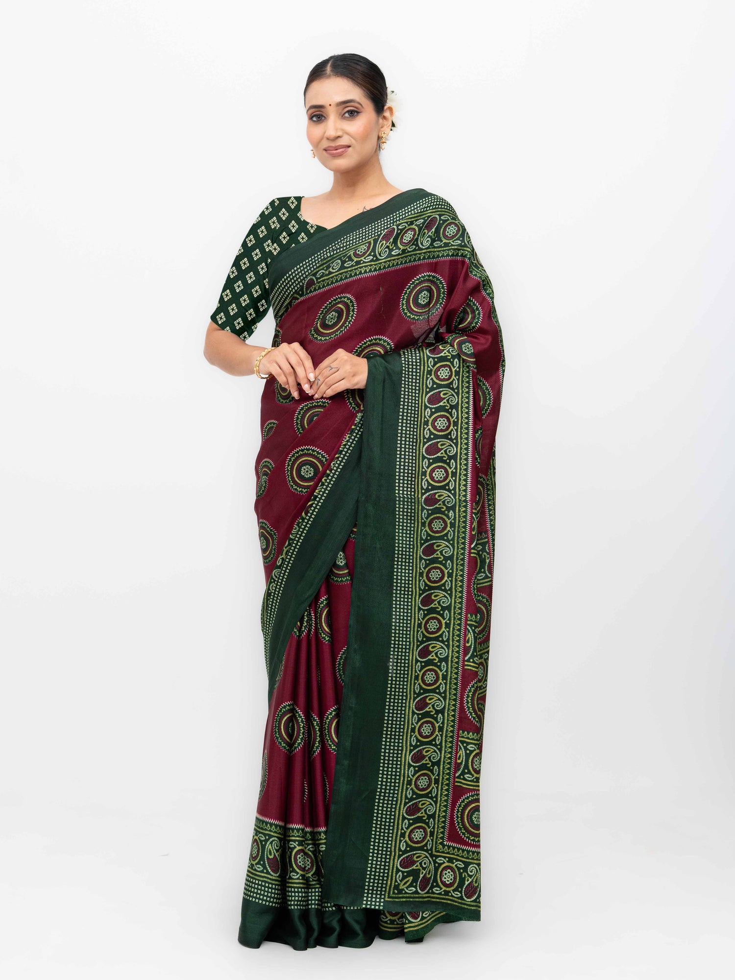 Burgundy Art Silk Saree