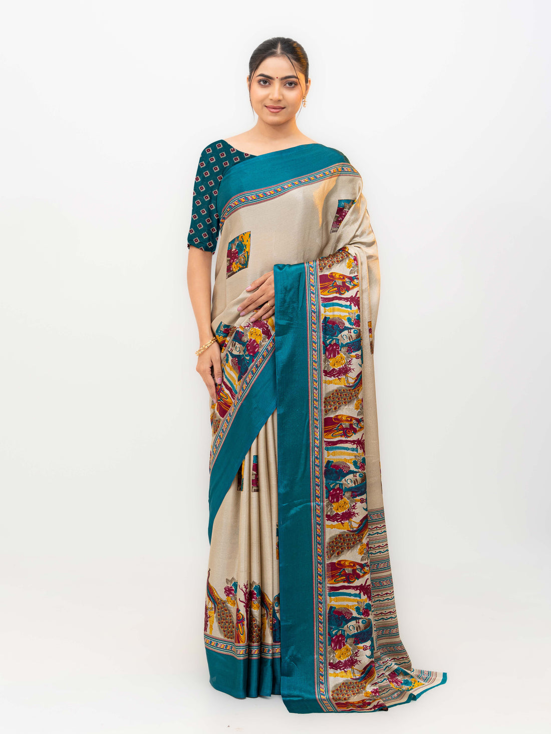 Teal Blue Turkey Silk Saree