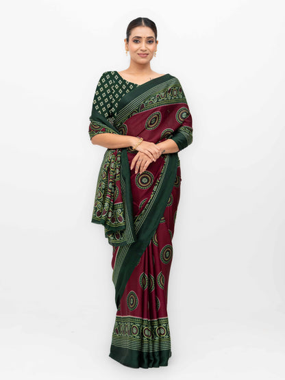 Burgundy Art Silk Saree