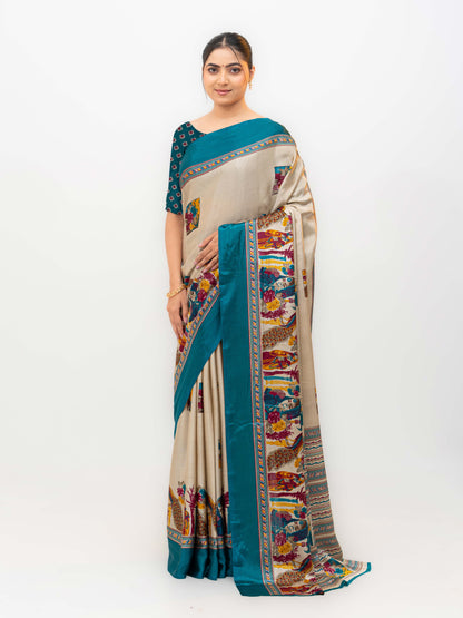 Teal Blue Turkey Silk Saree