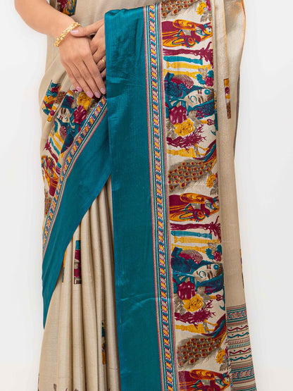 Teal Blue Turkey Silk Saree