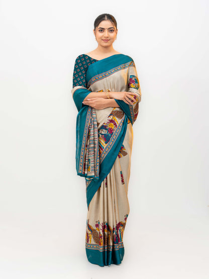 Teal Blue Turkey Silk Saree