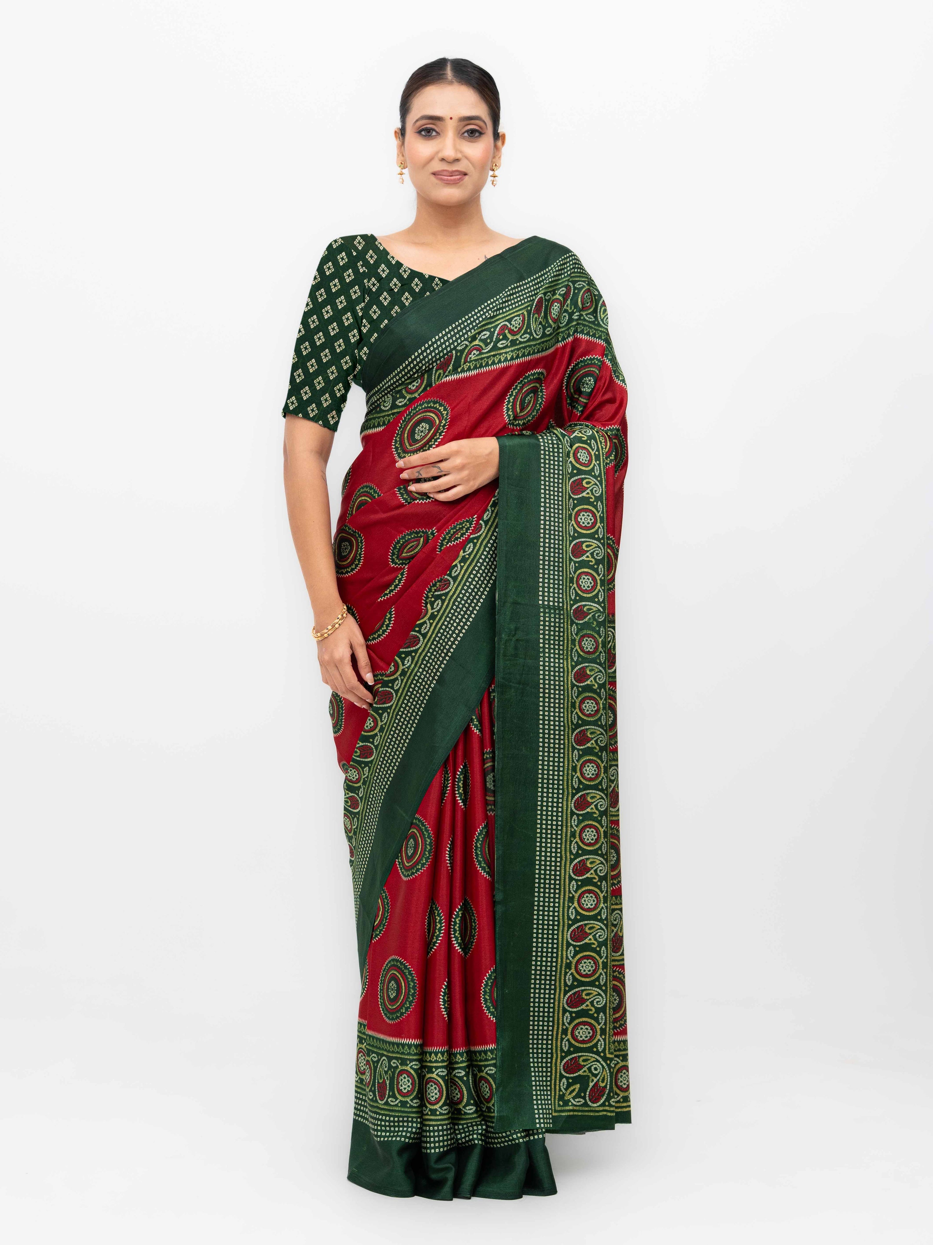 Maroon Art Silk Saree