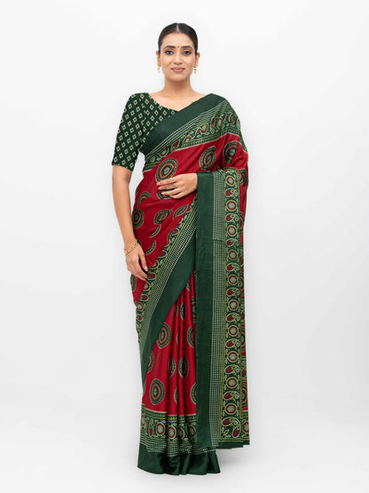 Maroon Art Silk Saree
