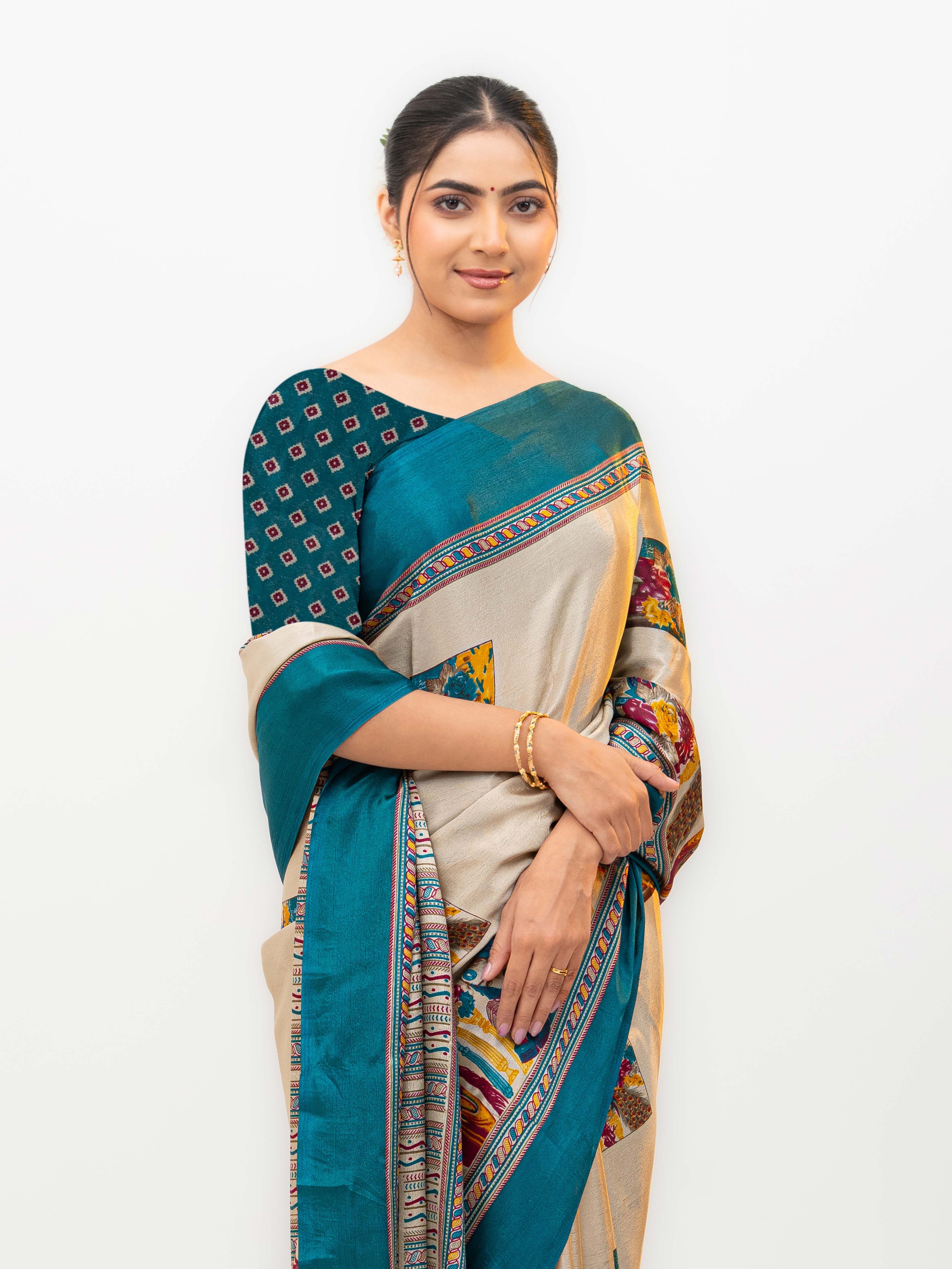 Teal Blue Turkey Silk Saree
