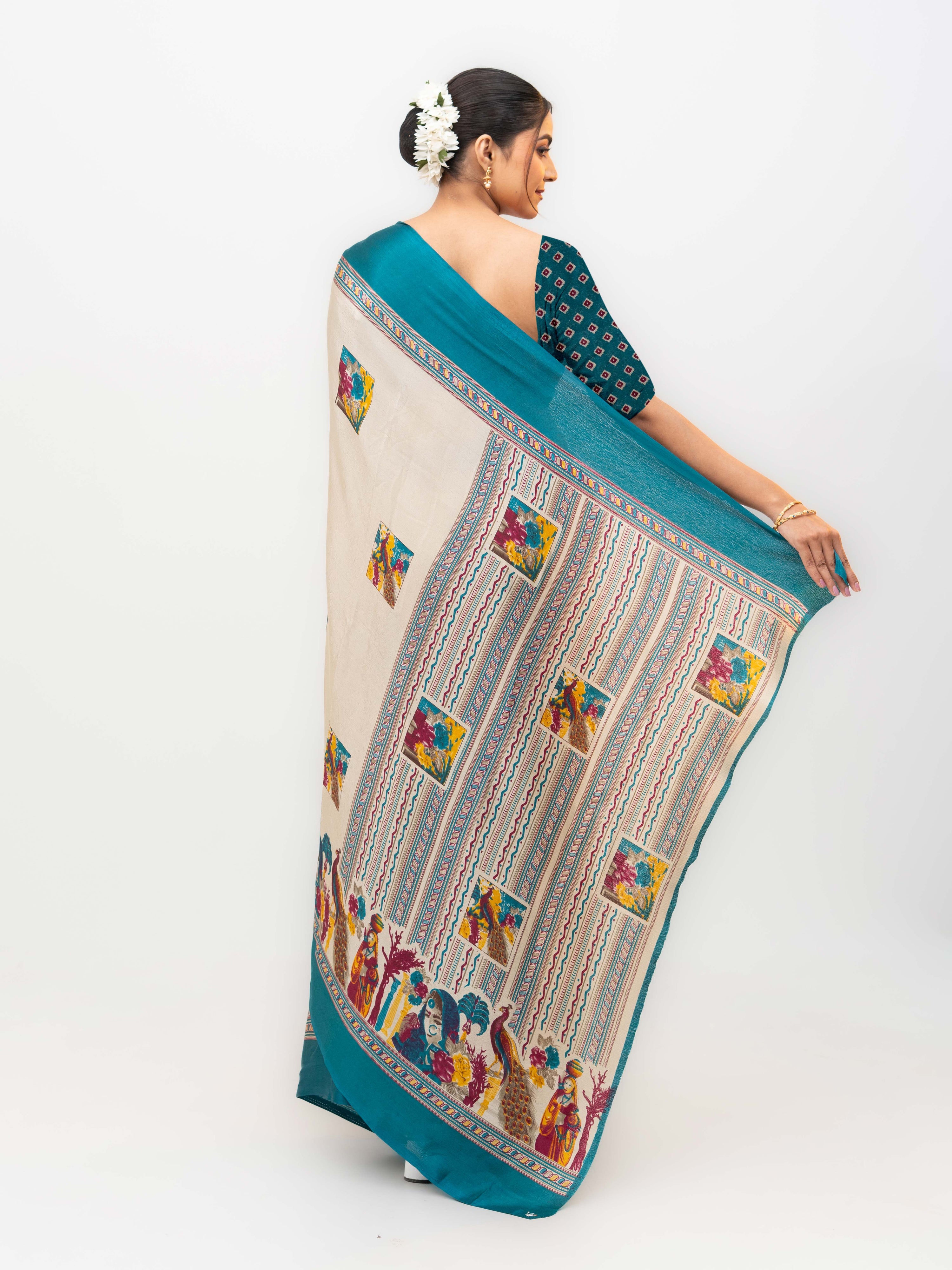 Teal Blue Turkey Silk Saree