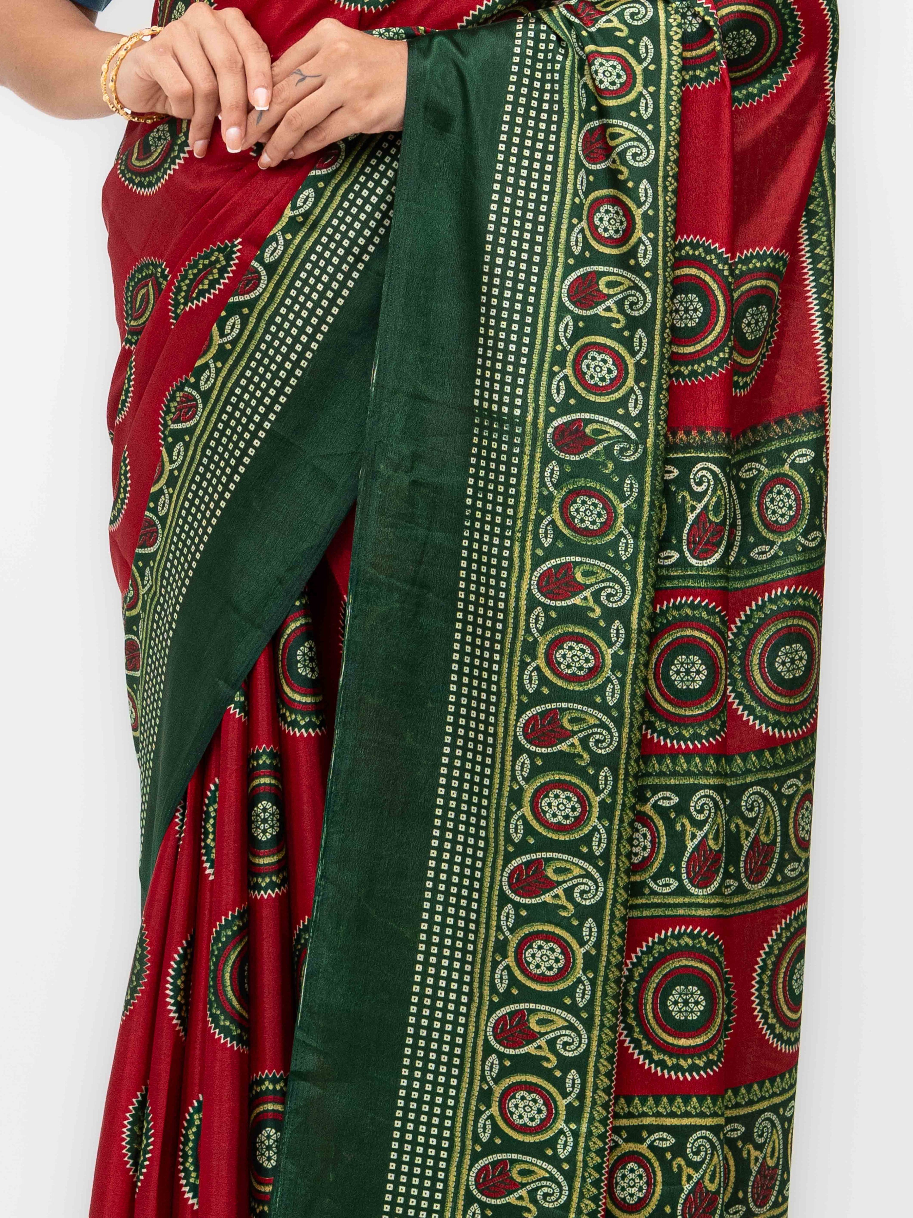 Maroon Art Silk Saree