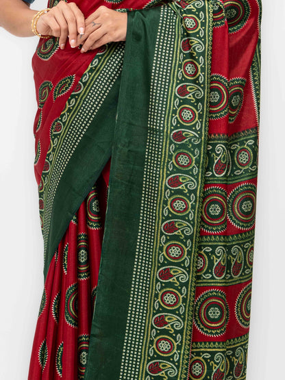 Maroon Art Silk Saree