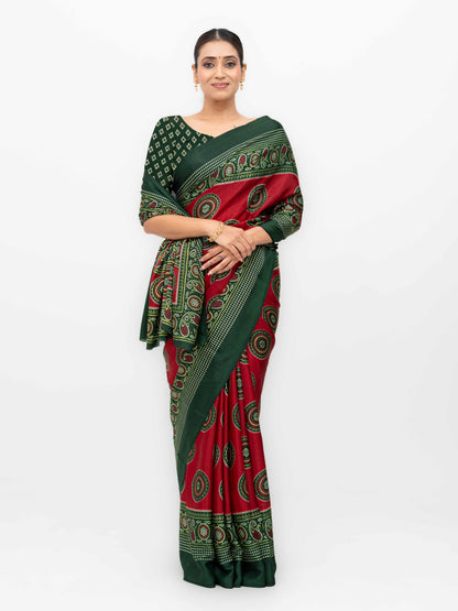 Maroon Art Silk Saree
