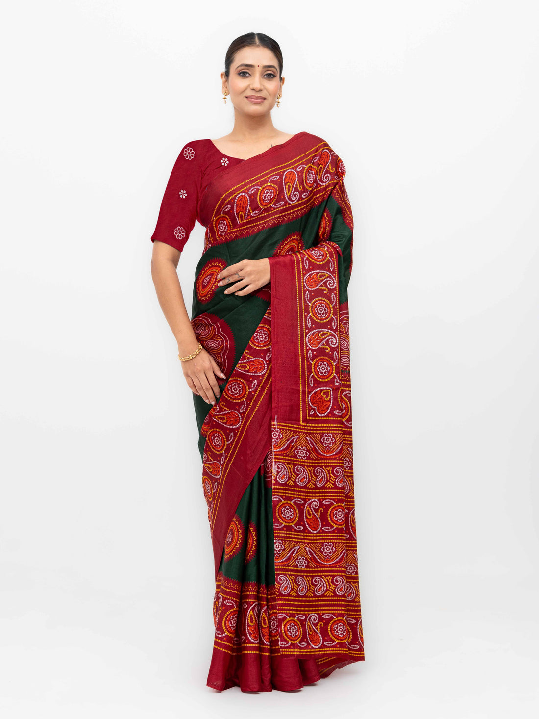 Bottle Green Art Silk Saree